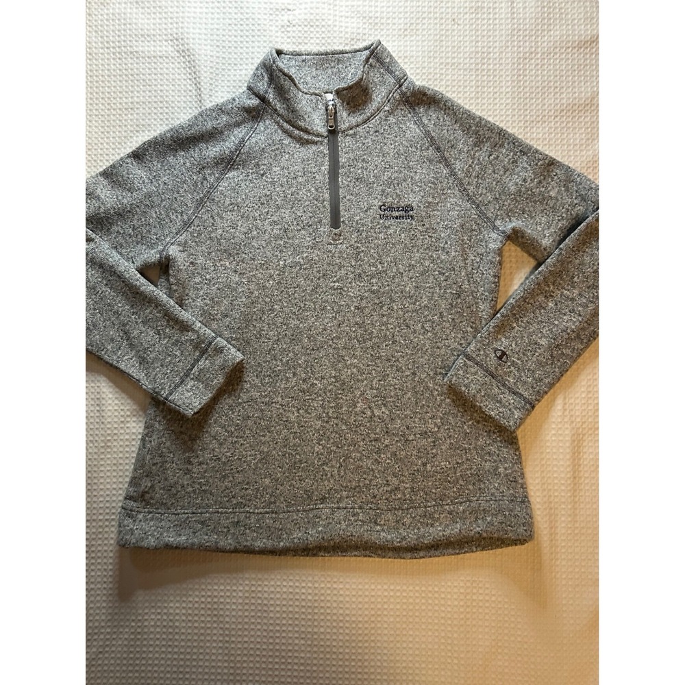 Champion Gonzaga University Grey Marl Quarter Zip Pullover Sweater Mens XL